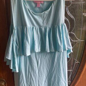 Lilly Pulitzer Women’s Lyra Blue Ruffle cold Shoulder Top large